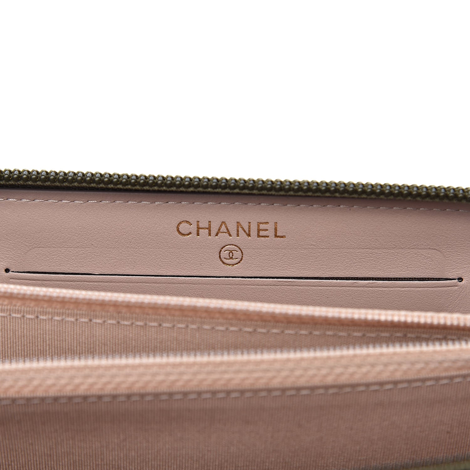 Chanel Caviar Quilted Boy Small Zip Around Wallet Khaki 6 of 10