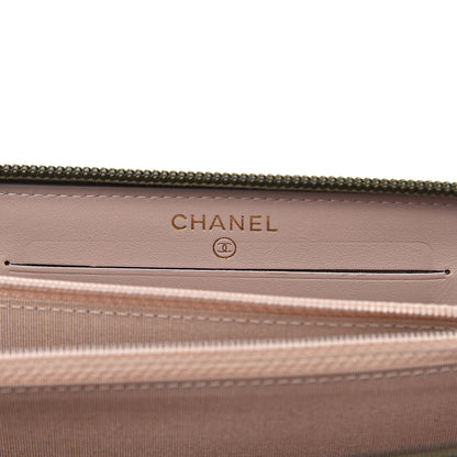 Chanel Caviar Quilted Boy Small Zip Around Wallet Khaki 6 of 10