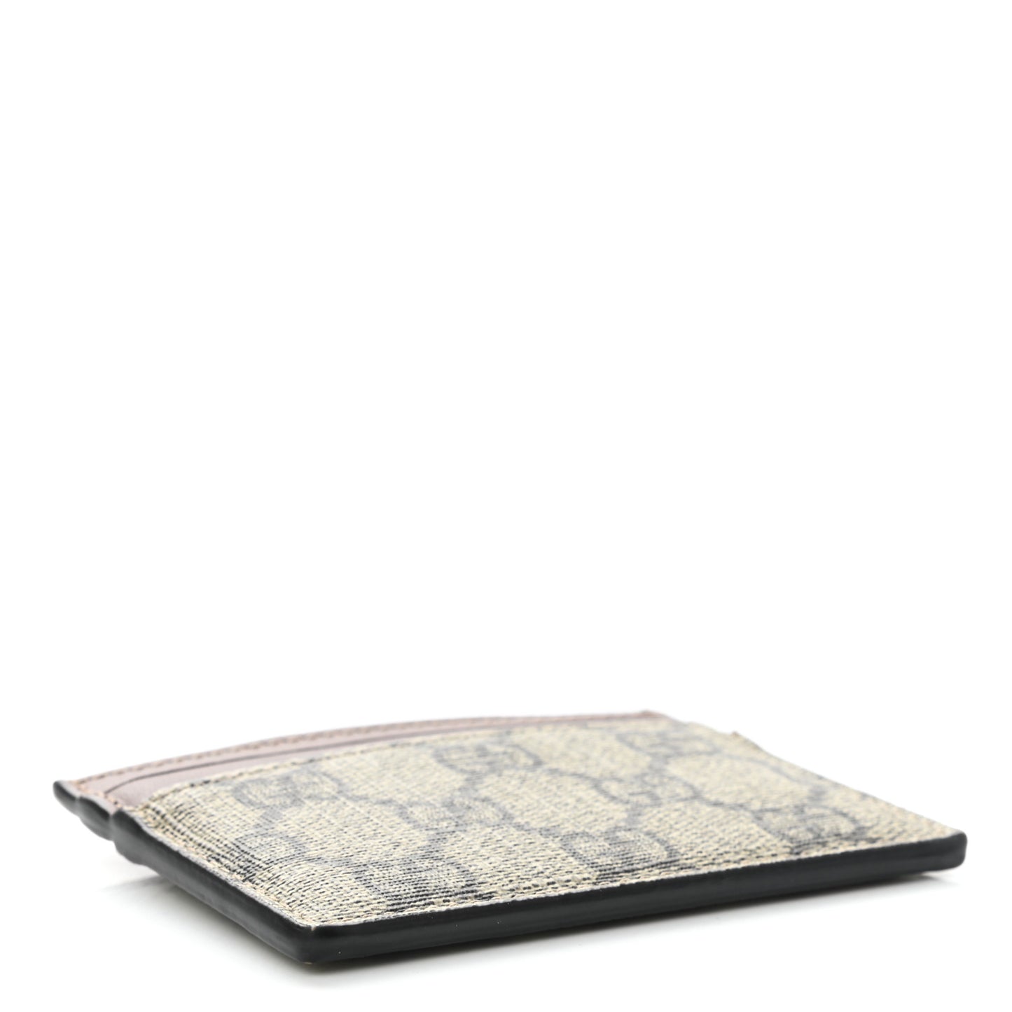 GG Supreme Monogram Calfskin Card Holder Beige Ebony Cuir