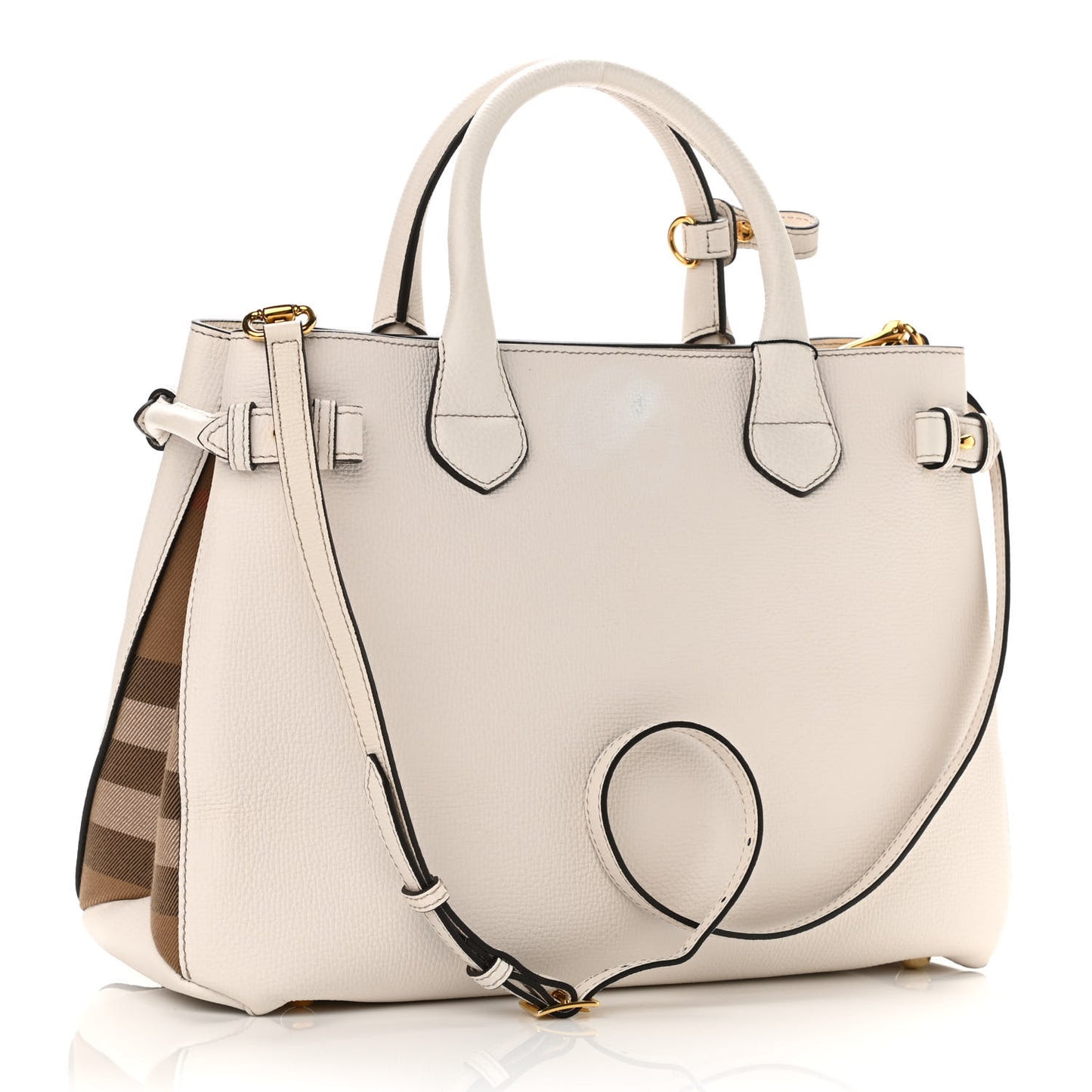 Derby Calfskin House Check Medium Banner Tote Beige