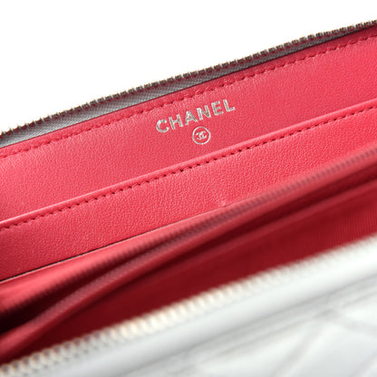 Chanel Metallic Aged Calfskin Quilted Large Gabrielle Zip Around Wallet Silver 6 of 9