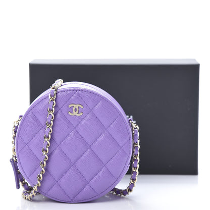 Chanel Caviar Quilted Round Clutch With Chain Purple 11 of 11