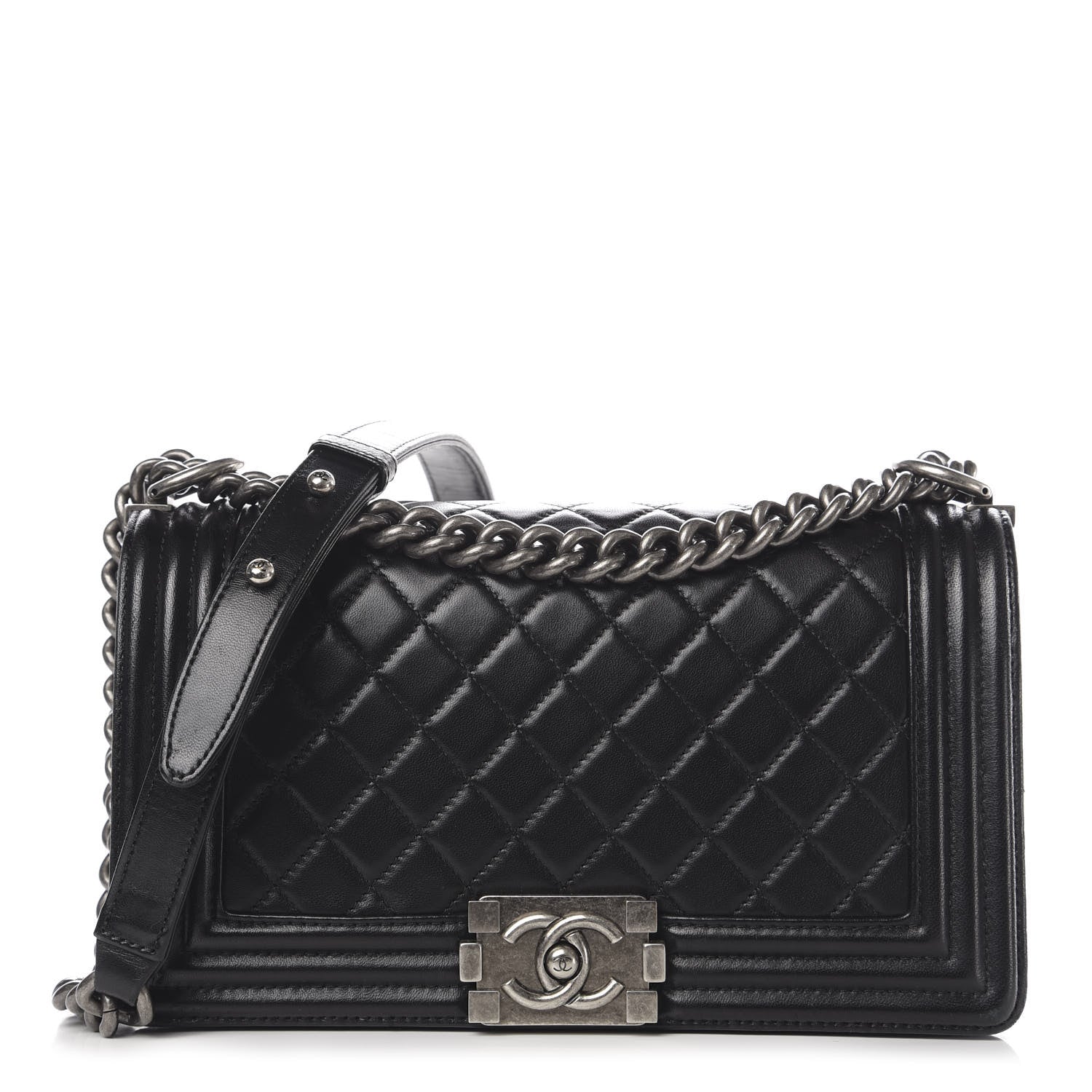 Chanel Lambskin Quilted Medium Boy Flap Black 1 of 12