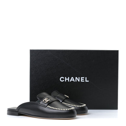 Chanel Lambskin Pearl CC Mules 36 Black 12 of 12