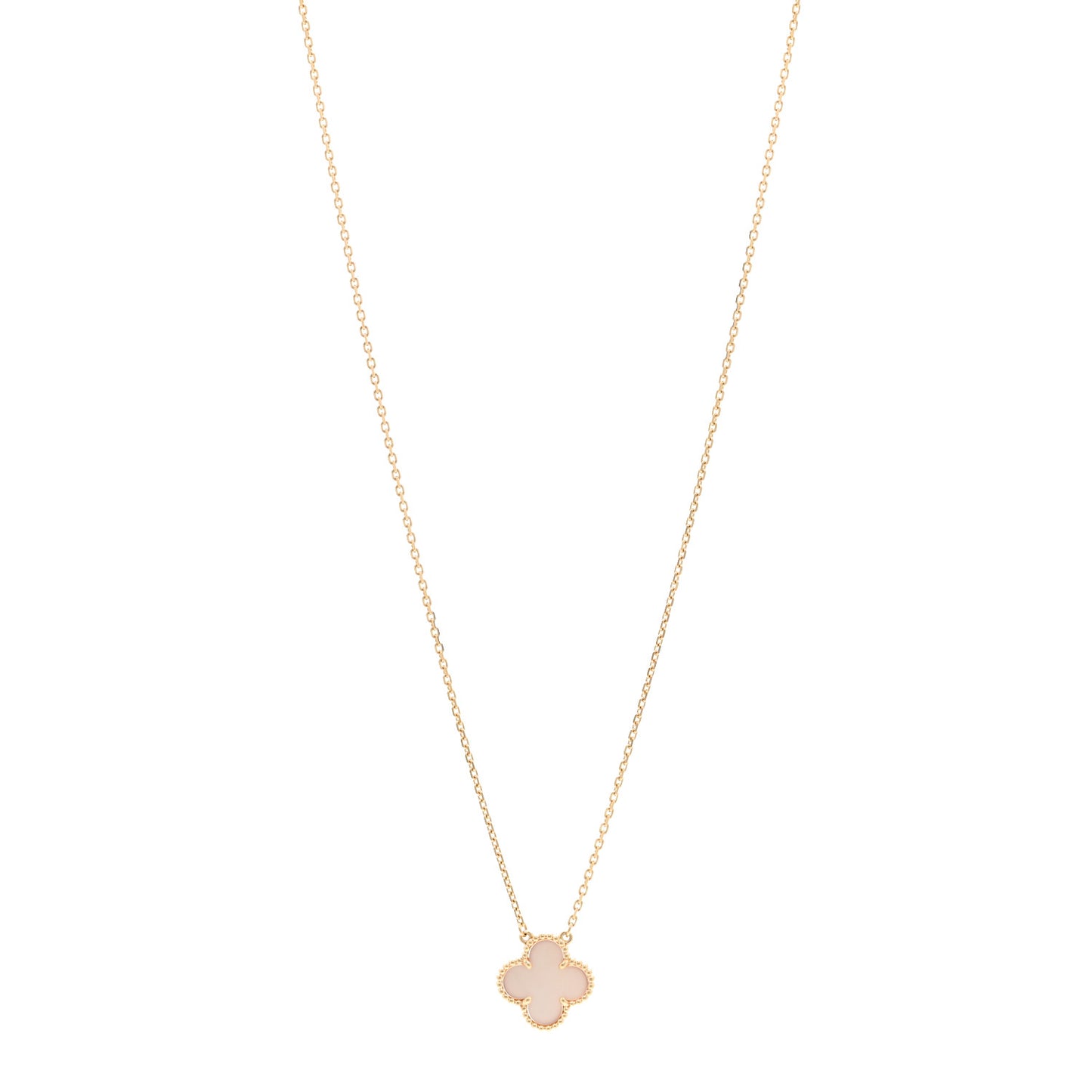 18K Yellow Gold Mother of Pearl Vintage Alhambra Pendant Necklace