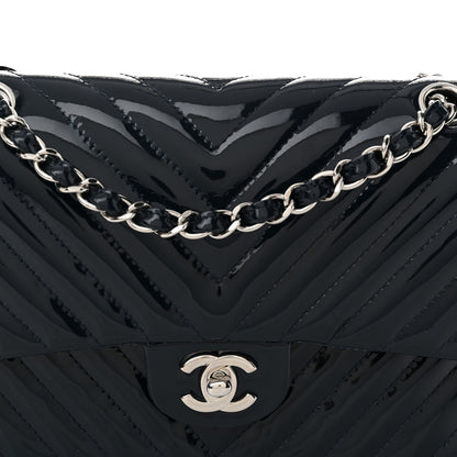 Chanel Patent Chevron Quilted Medium Double Flap Navy 8 of 12