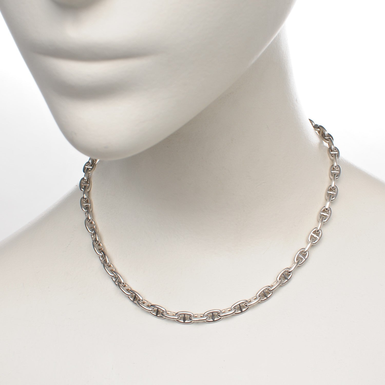 Hermes Sterling Silver Chaine D'Ancre Necklace PM 196719