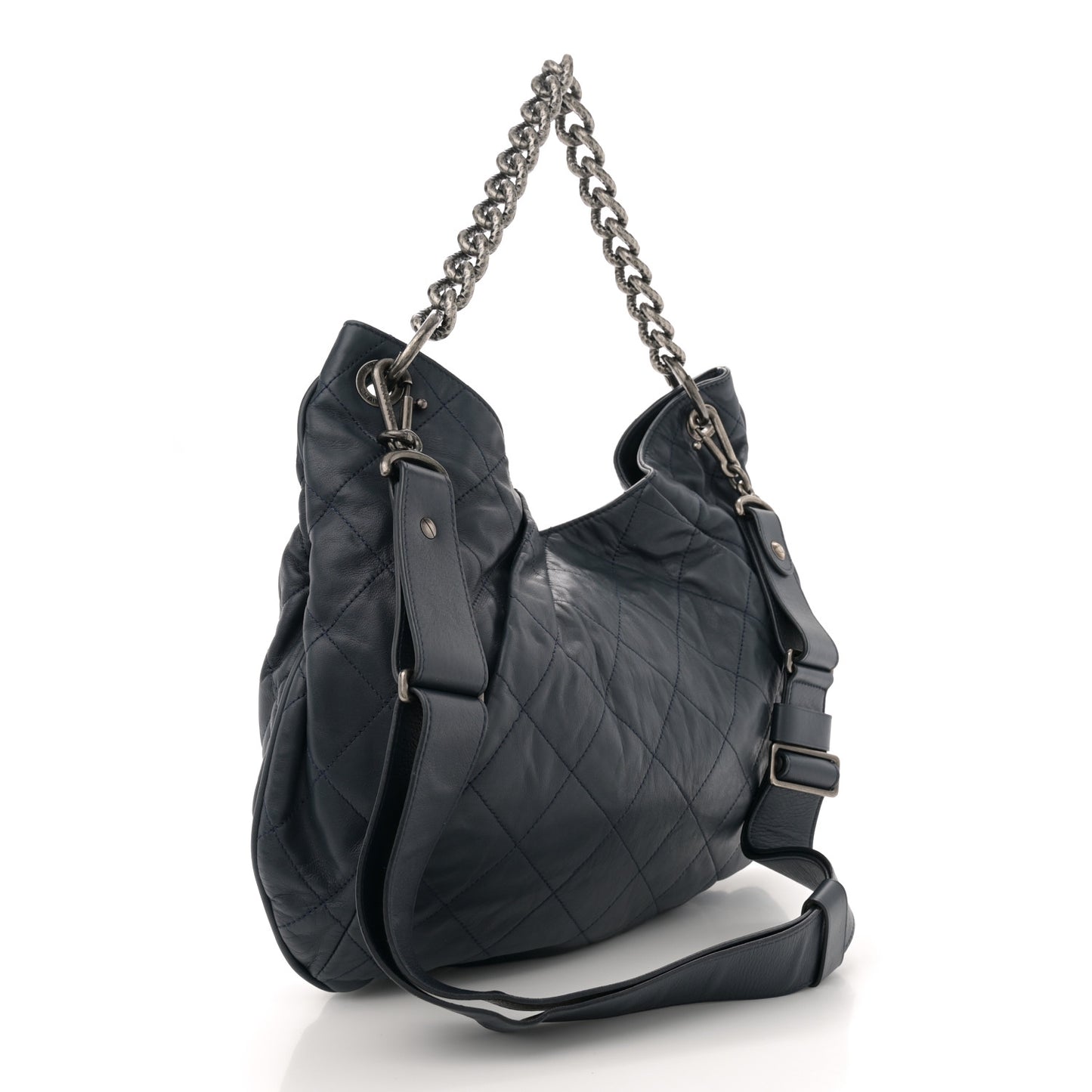 Calfskin Coco Pleats Hobo Dark Blue