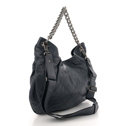 Chanel Calfskin Coco Pleats Hobo Dark Blue 3 of 11