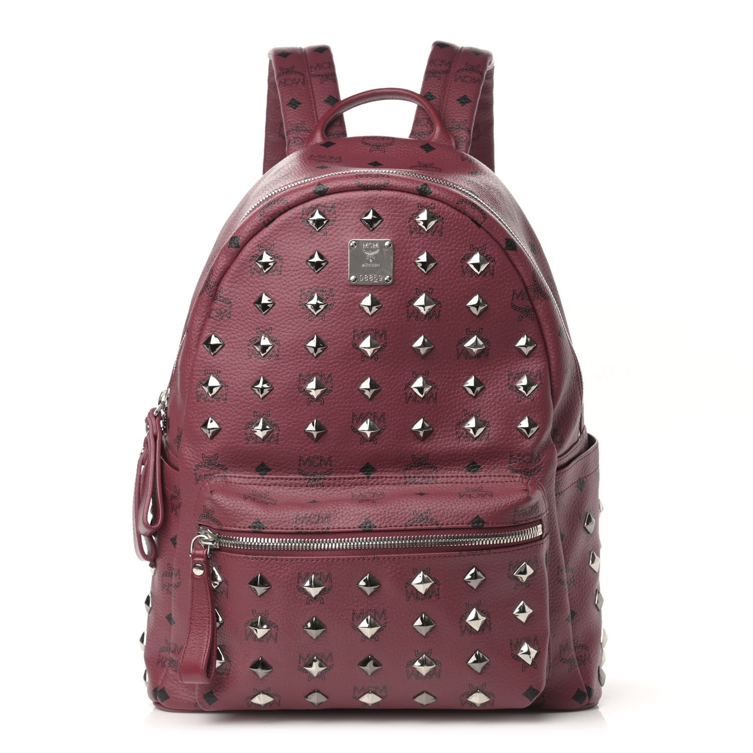 MCM Visetos Studded Medium Stark Backpack Scooter Red 1 of 12