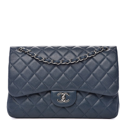 Chanel Caviar Quilted Jumbo Double Flap Dark Blue 1 of 16