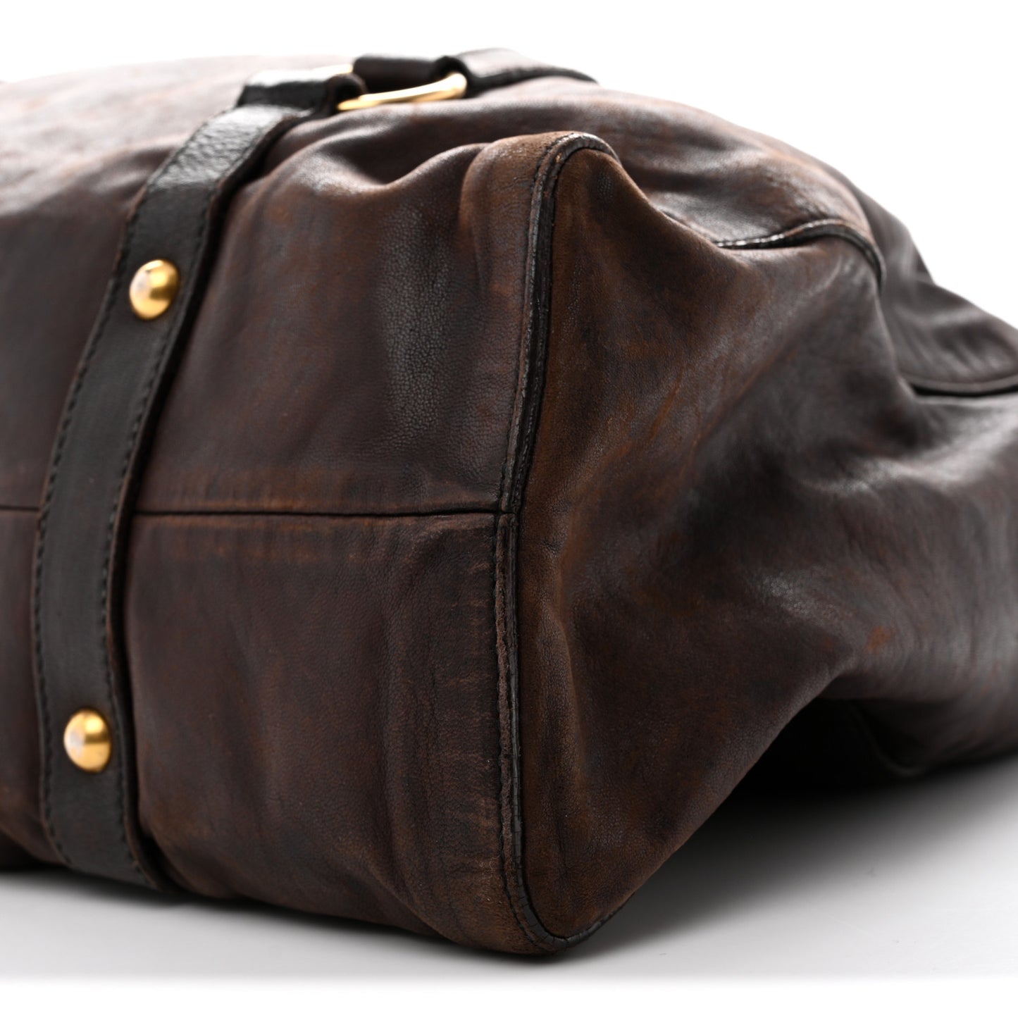 Vitello Lux Gathered Tote Brown
