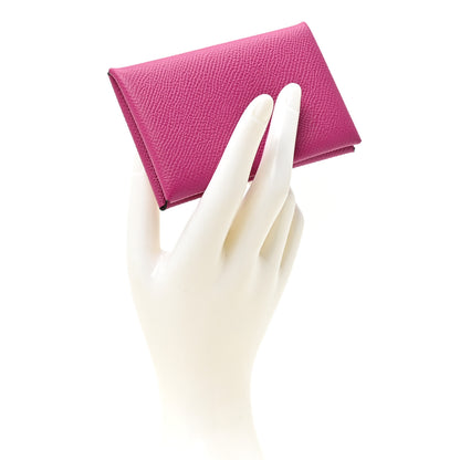 Hermes Epsom Calvi Card Case Rose Pourpre 2 of 9