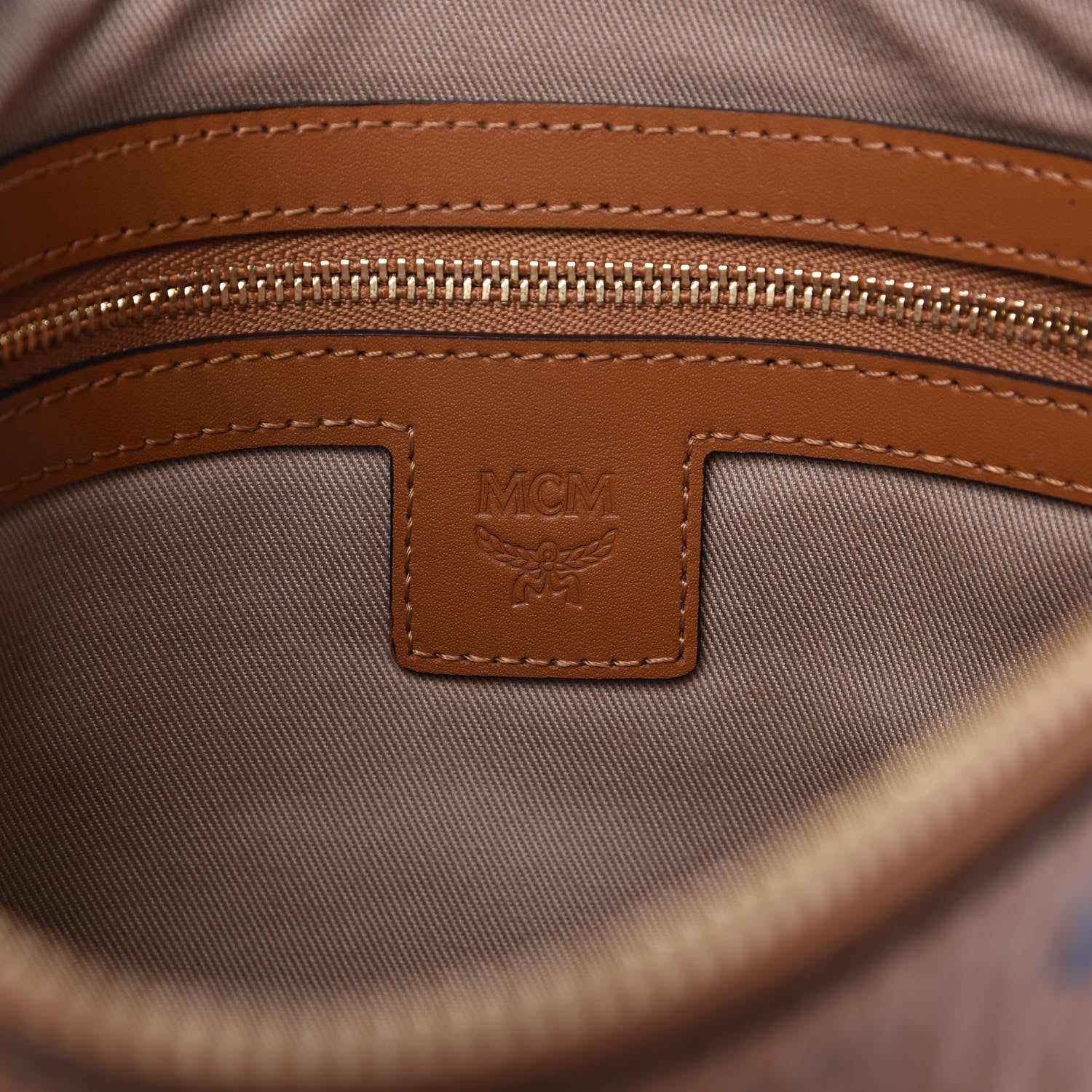 MCM Visetos Medium Crossbody Pouch Cognac 8 of 10