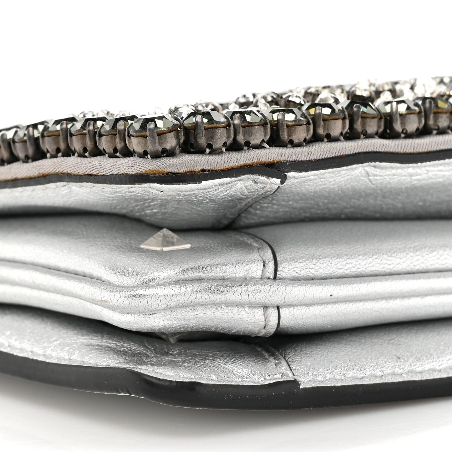 Nappa Beaded Embellished Carry Secrets Clutch Silver