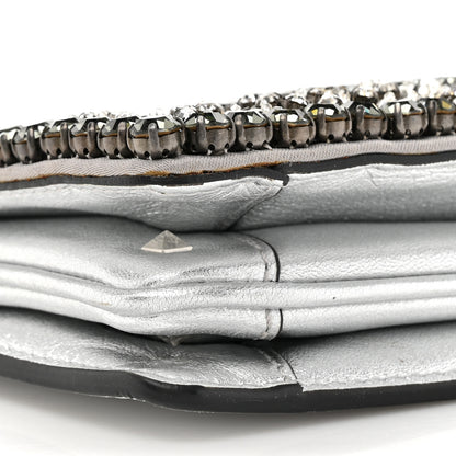 Valentino Garavani Nappa Beaded Embellished Carry Secrets Clutch Silver 9 of 11