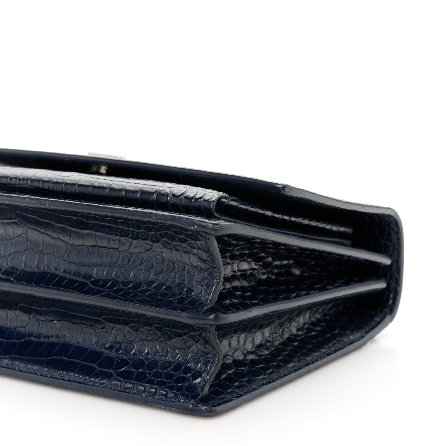 Calfskin Crocodile Embossed Medium Monogram Sunset  Deep Marine