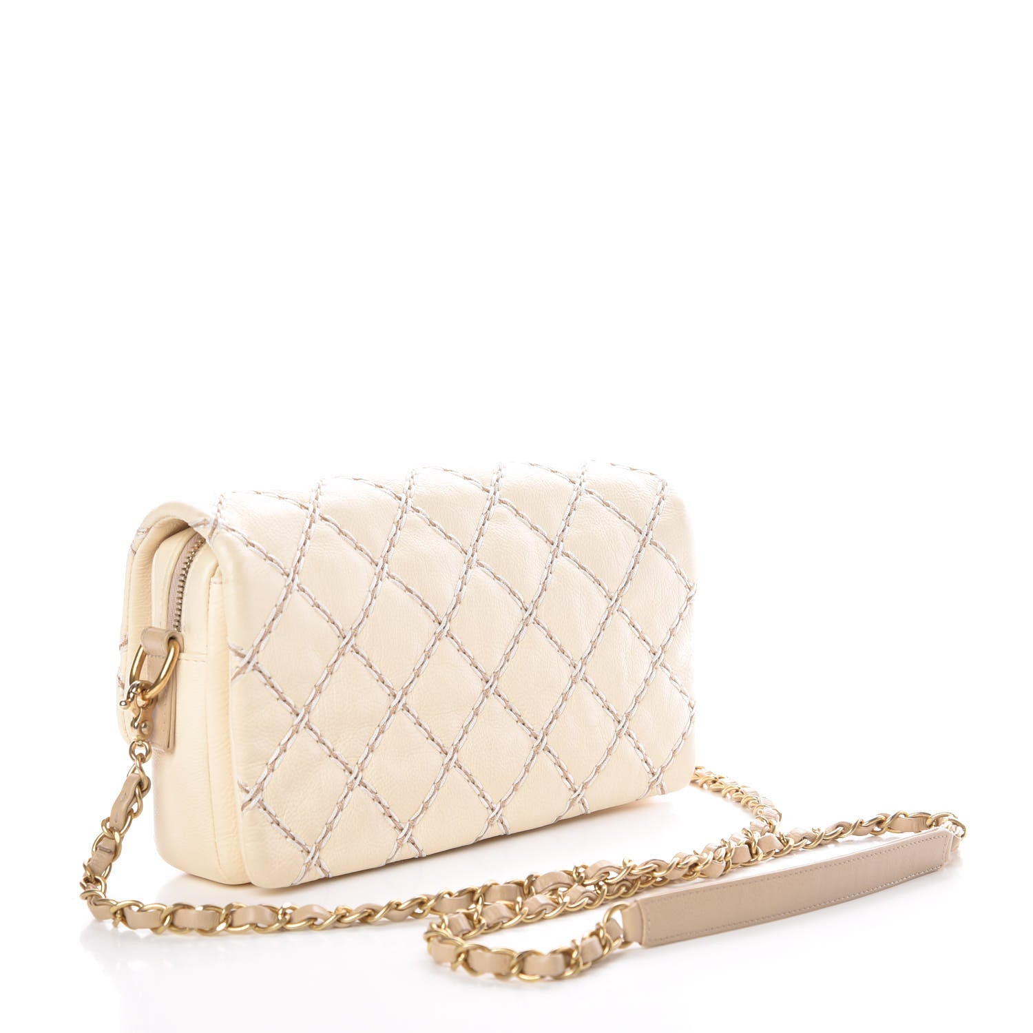 Chanel Calfskin Double Stitched Medium Flap White 3 of 9