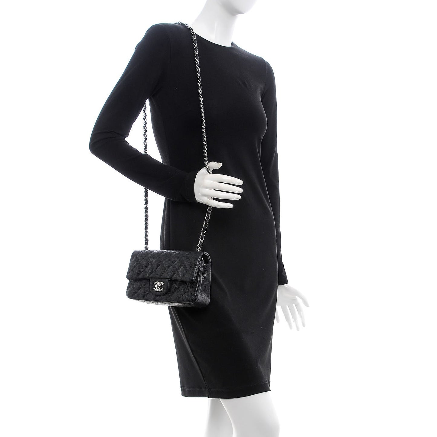 Caviar Quilted Mini Rectangular Flap Black