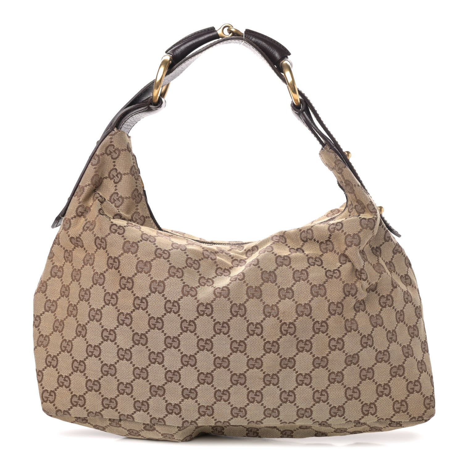 Gucci Monogram Medium Horsebit Chain Hobo Dark Brown 1 of 4