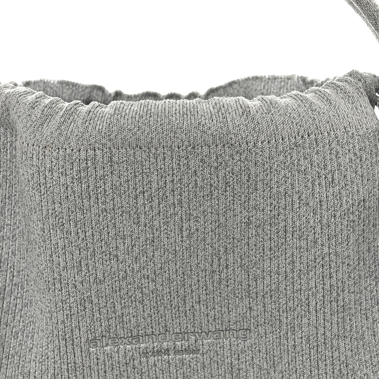 Metallic Ribbed Knit Small Ryan Bag Silver