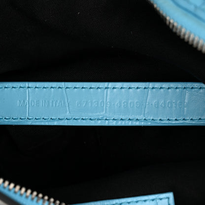 Balenciaga Extra Supple Calfskin Crocodile Embossed Le Cagole Shoulder Bag XS Sky Blue 8 of 11