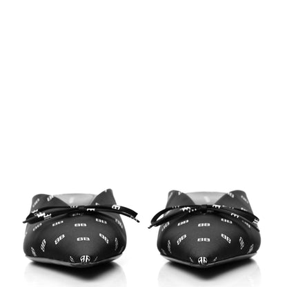 Balenciaga Crepe Satin BB Printed Knife Pointed Toe 40mm Mules 40 Black White 2 of 8