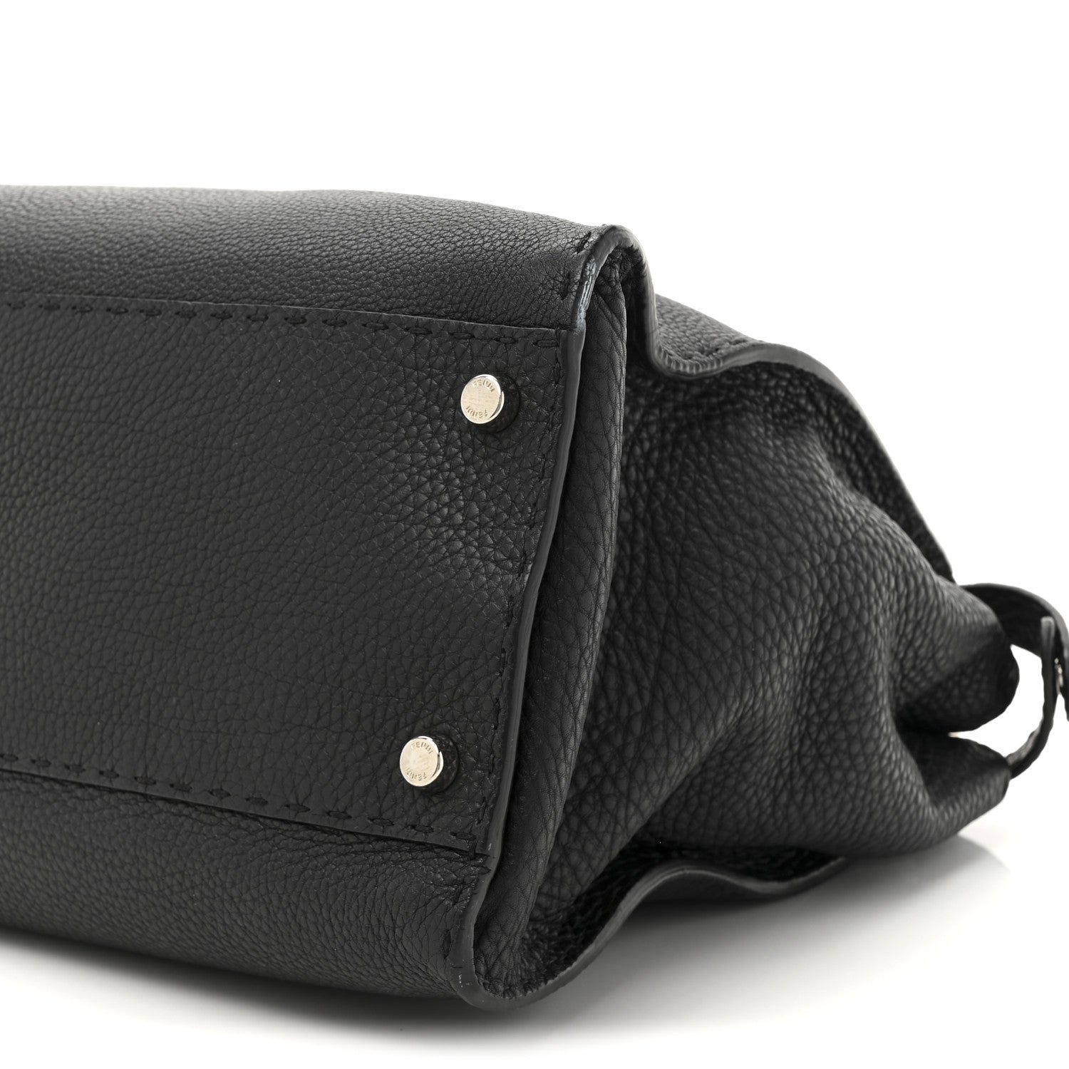 Fendi Cuoio Romano Selleria Bi-Color Large Peekaboo Iconic Satchel Black Mou 9 of 12