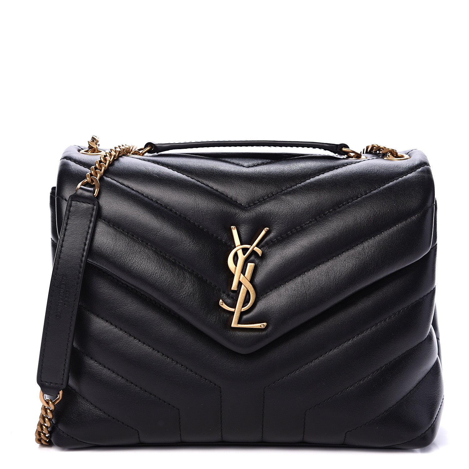 Saint Laurent Calfskin Y Quilted Monogram Small Loulou Chain Satchel Black 1 of 11