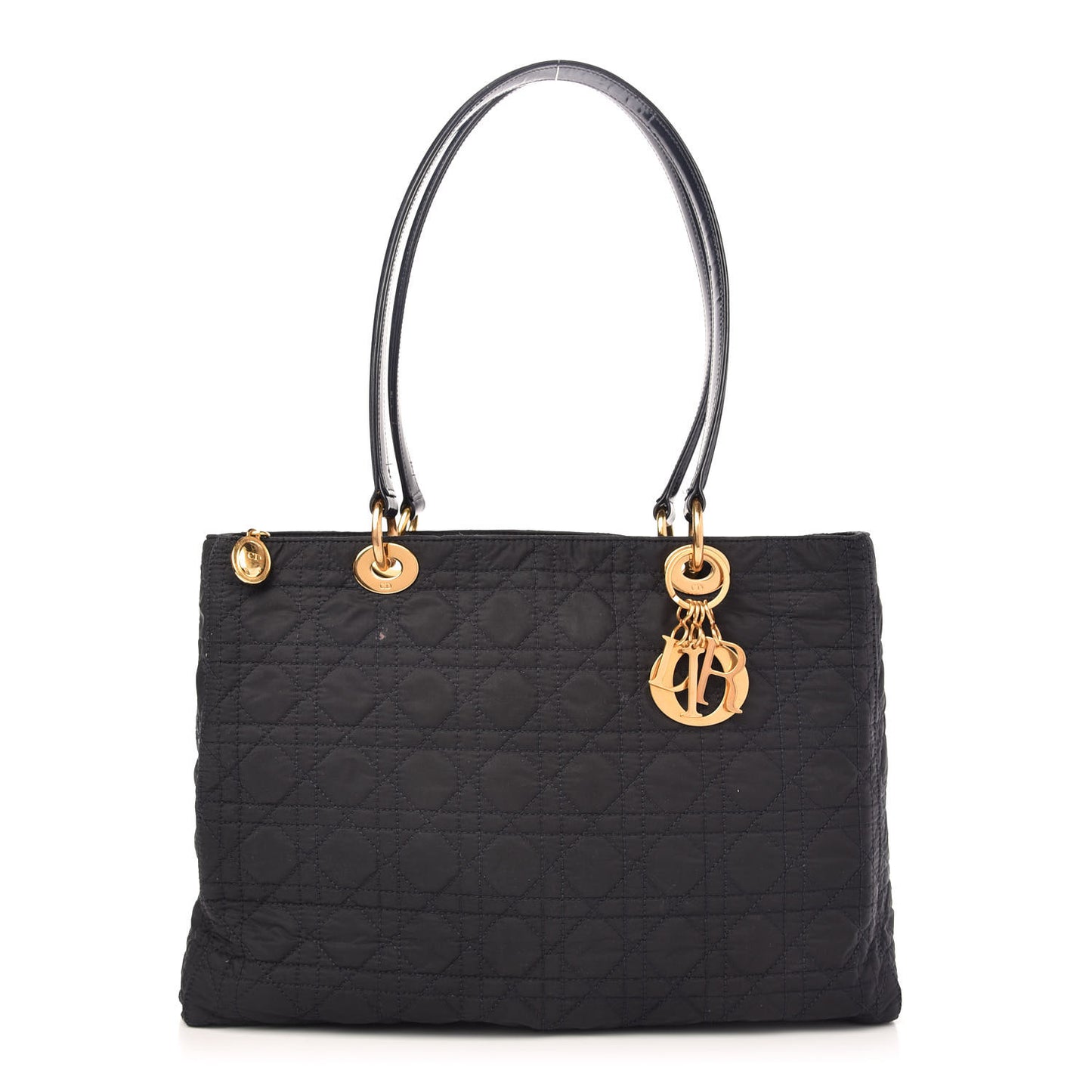 Nylon Cannage Large Lady Dior Tote Black