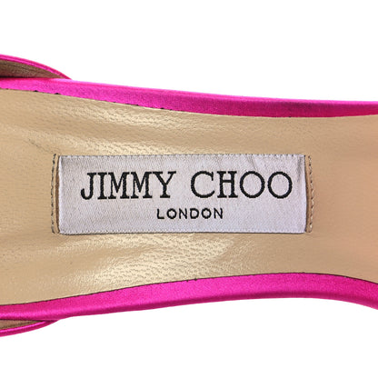 Jimmy Choo Grosgrain Asymmetric Mesh Fascinator Aveline 100 Bow Sandals 42 Pink 7 of 9