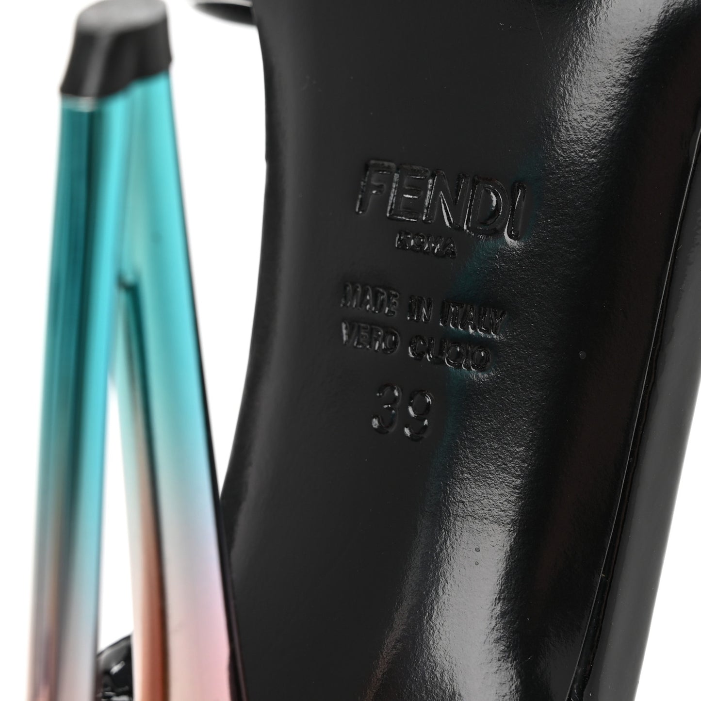 Patent Strap Platform Sandals 39 Black