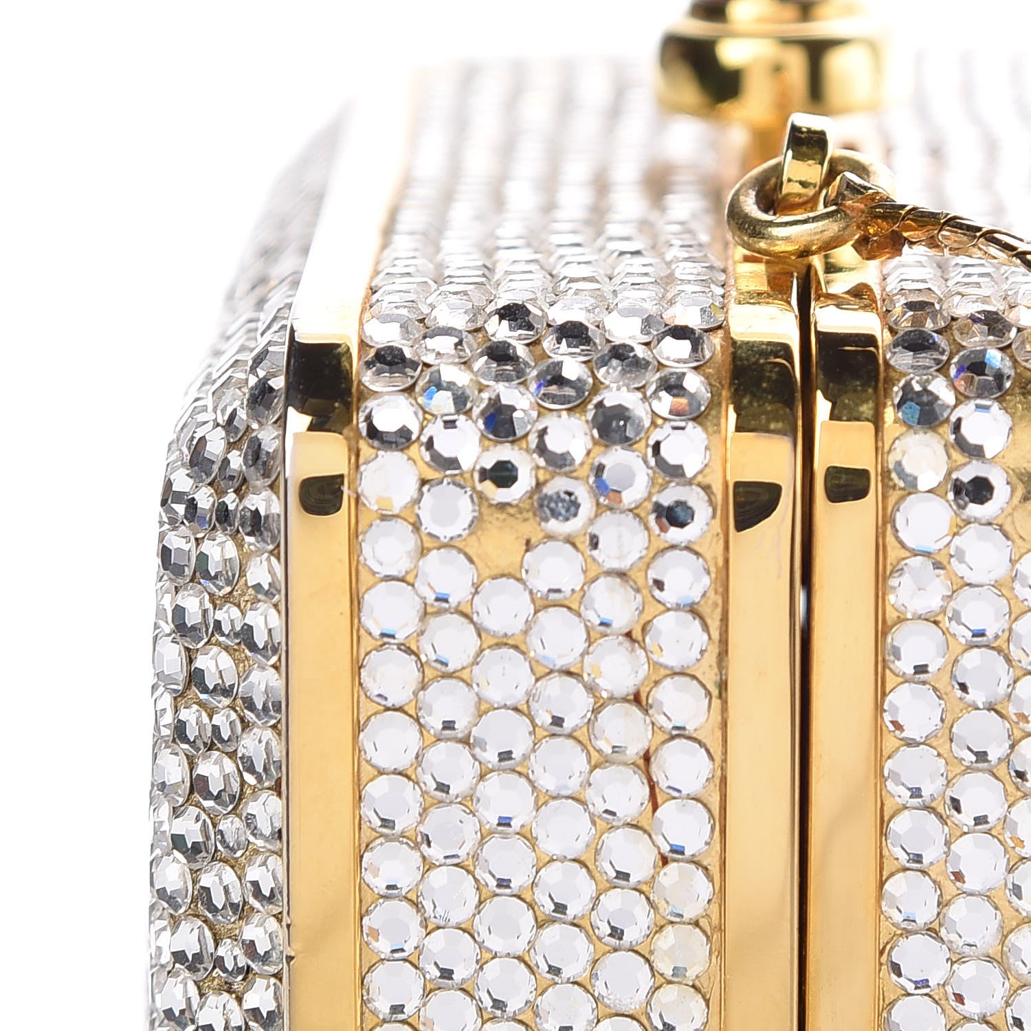 Judith Leiber Swarovski Crystal Minaudière Clutch Silver Gold 15 of 16