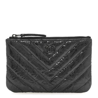 Chanel Patent Chevron Quilted Small Reissue Cosmetic Case So Black 1 of 8