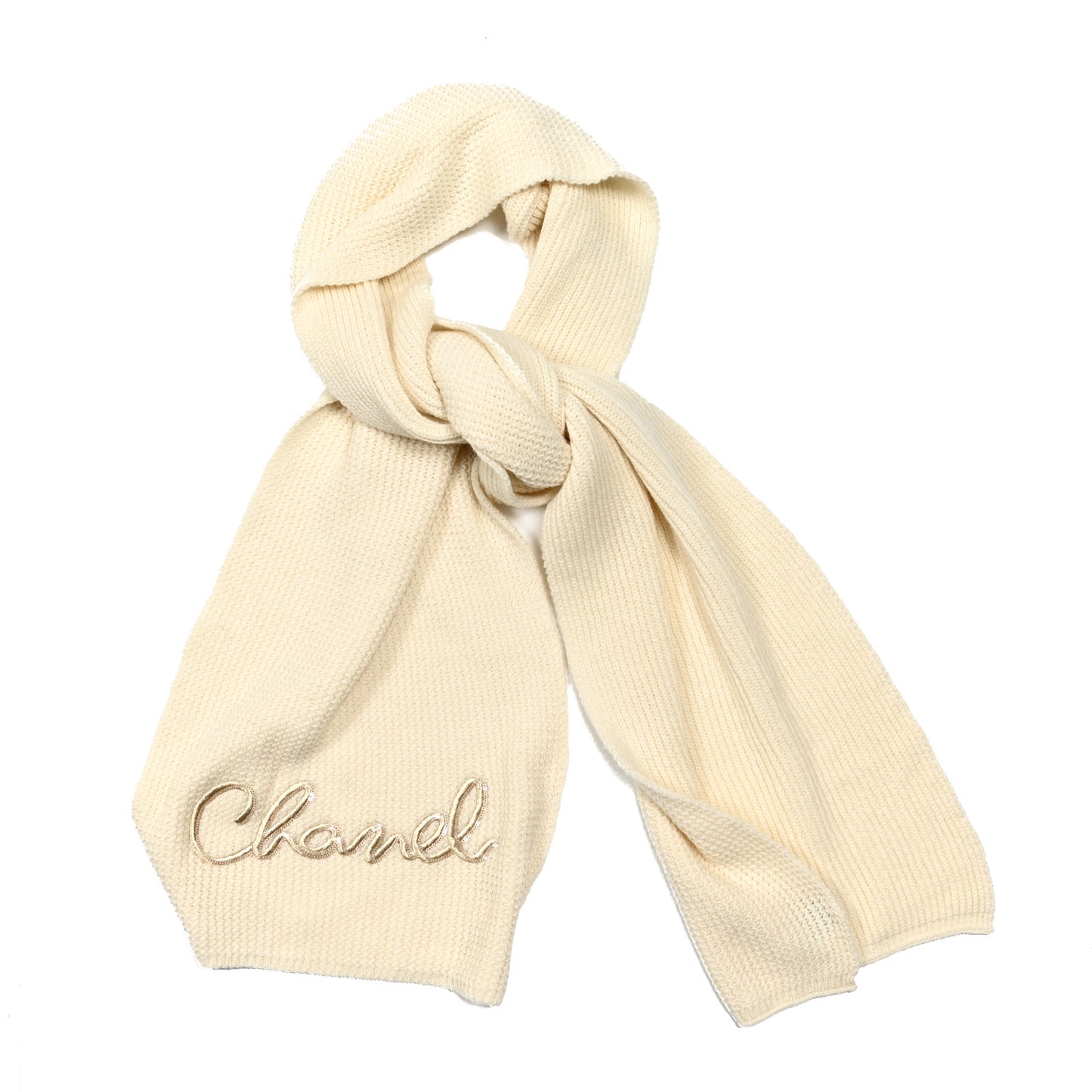Cashmere Logo Scarf Beige