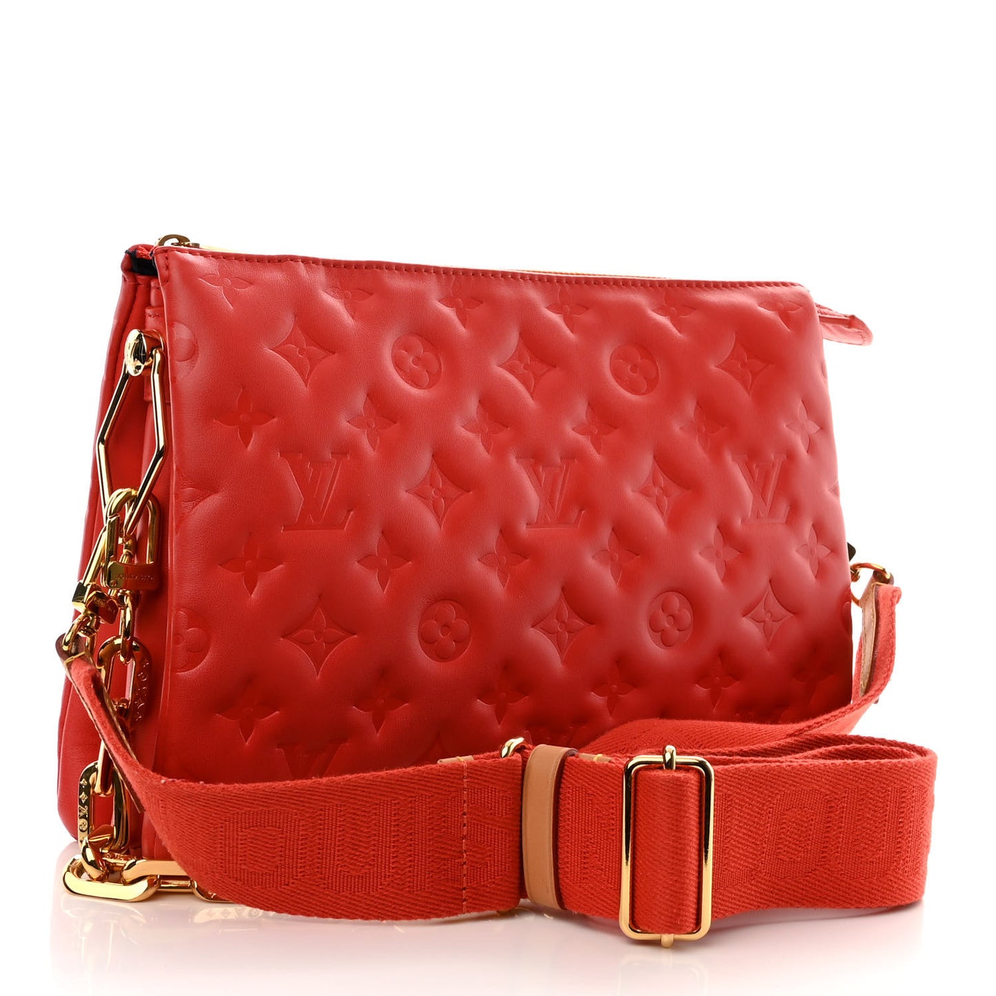 Lambskin Embossed Monogram Coussin PM Red