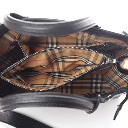 Burberry Grainy Calfskin Vintage Check Medium Banner Tote Black 5 of 9