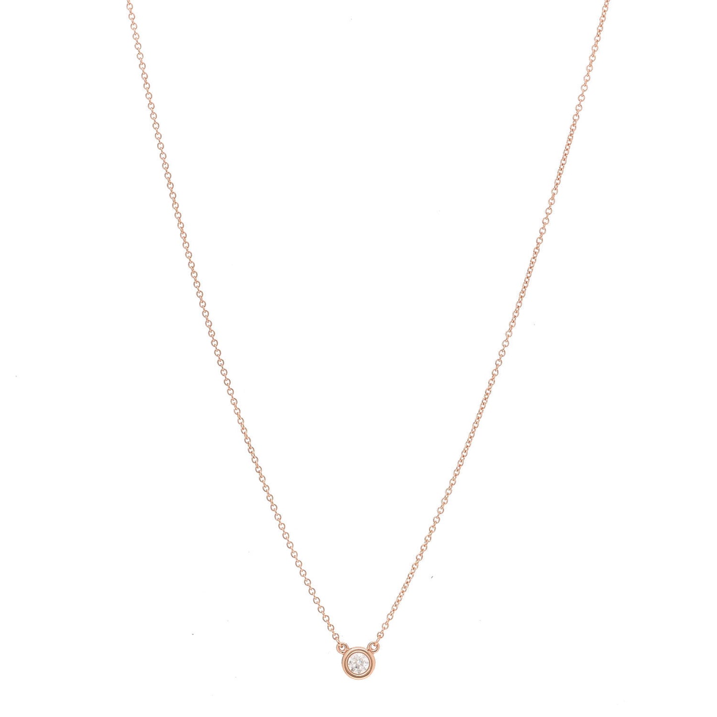 18K Rose Gold Diamond .17ct Elsa Peretti Diamonds by the Yard Pendant Necklace