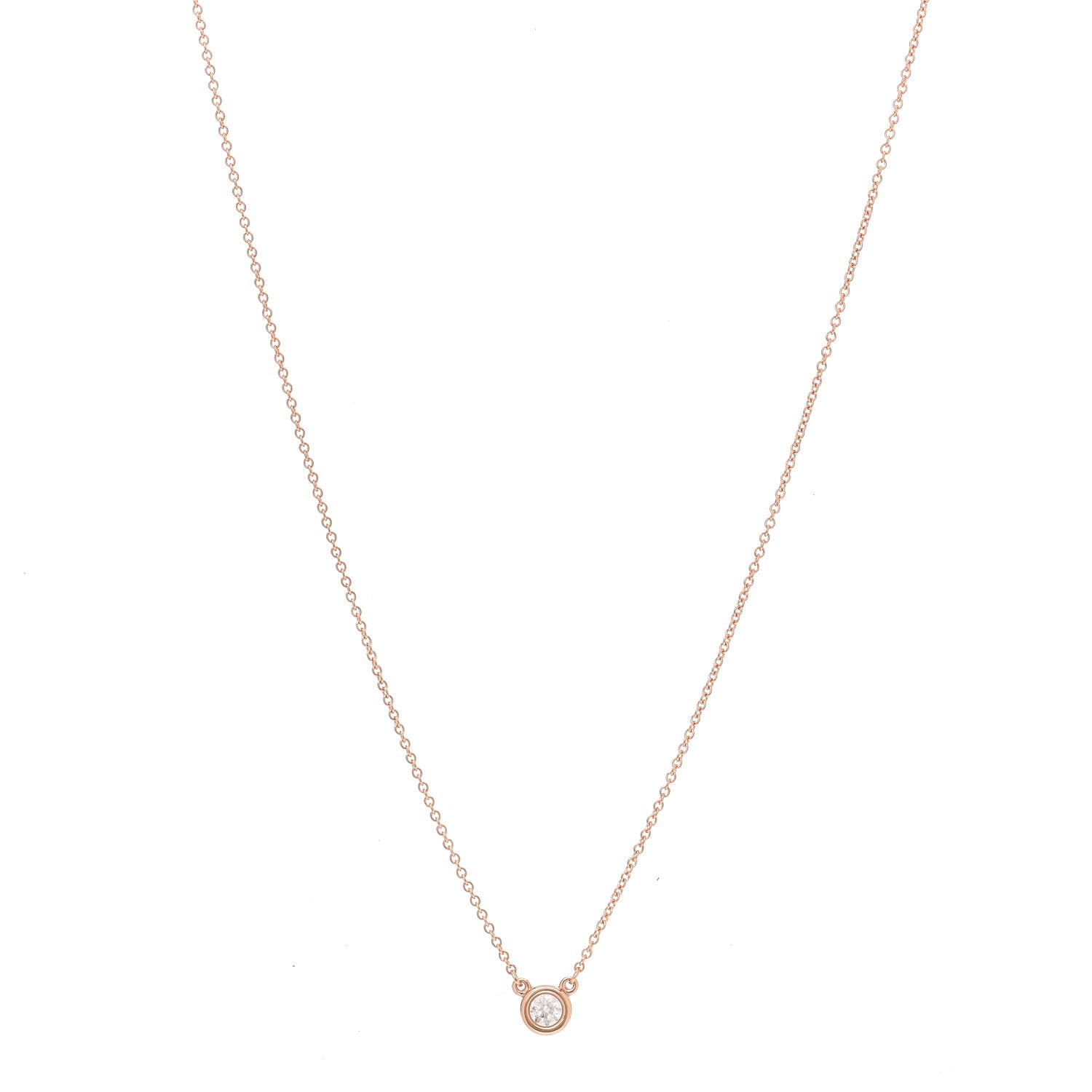 Tiffany 18K Rose Gold Diamond .17ct Elsa Peretti Diamonds by the Yard Pendant Necklace 1 of 7
