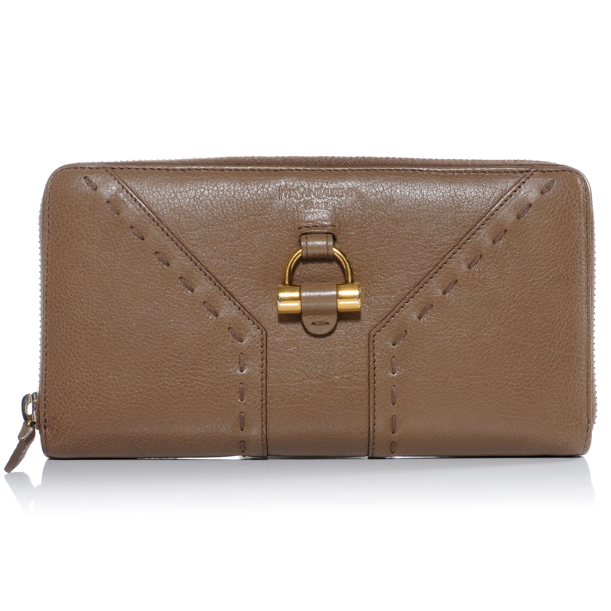 Saint Laurent Leather Muse Zip Around Wallet Light Brown 1 of 6