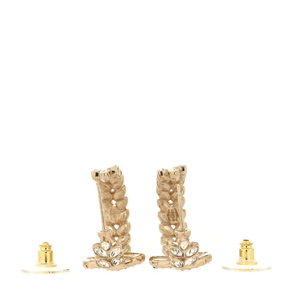 Chanel Crystal Sparkling Wheat CC Hoop Earrings Gold 3 of 4