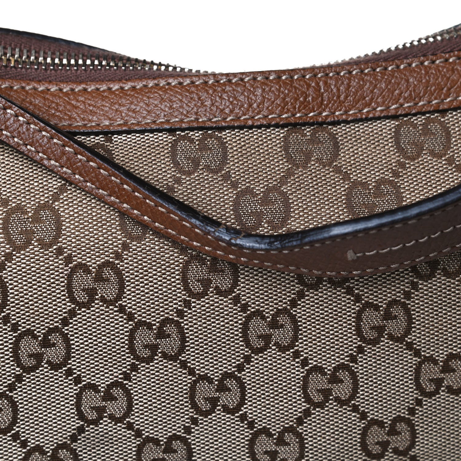 Gucci Monogram Textured Calfskin Large Bree Hobo Beige Ebony Nocciola 11 of 14