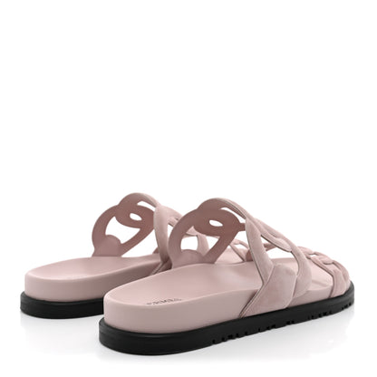 Hermes Suede Goatskin Extra Sandals 38.5 Rose Porcelain 5 of 11