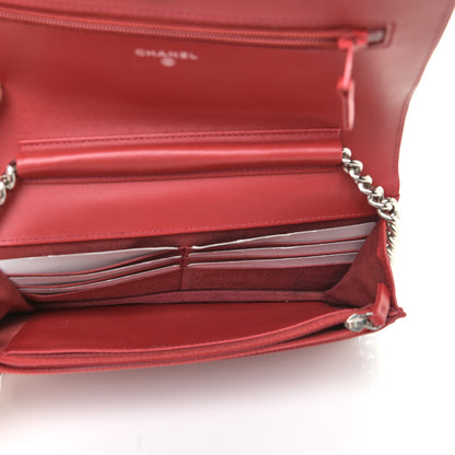 Chanel Caviar Quilted Boy Wallet On Chain WOC Red 5 of 11