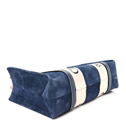 Chloe Suede Calfskin Medium Woody Ribbon Tote Navy 4 of 9