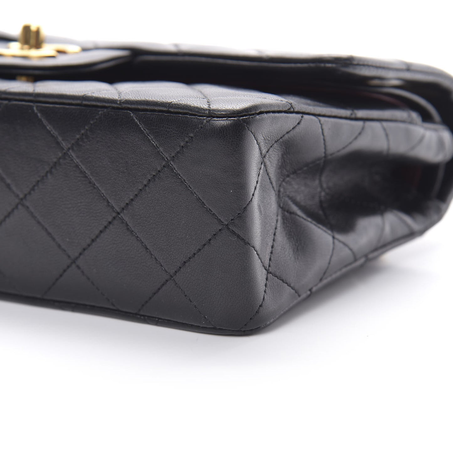 Lambskin Quilted Small Double Flap Black