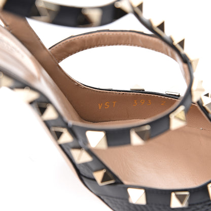 Valentino Garavani Pebbled Calfskin Rockstud Ankle Strap Pumps 39 Black 8 of 9