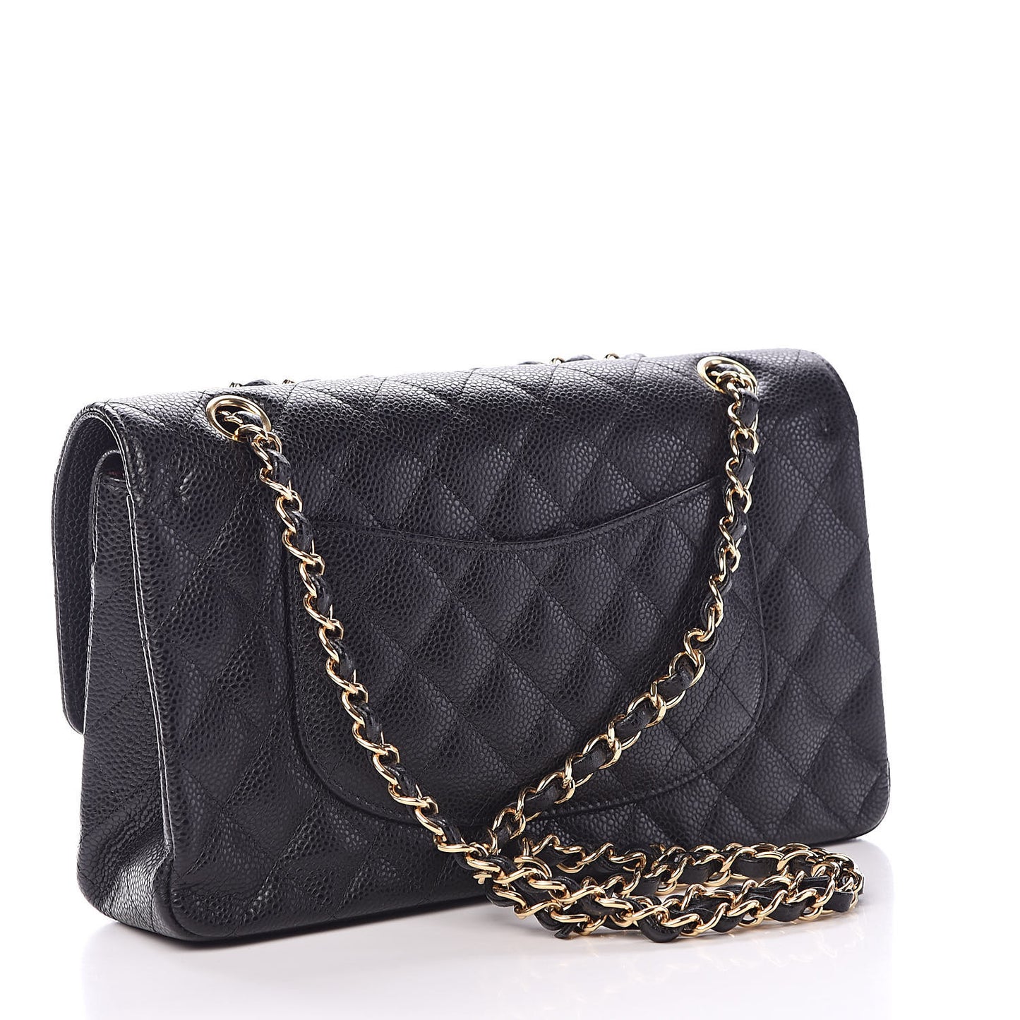 Caviar Quilted Medium Double Flap Black