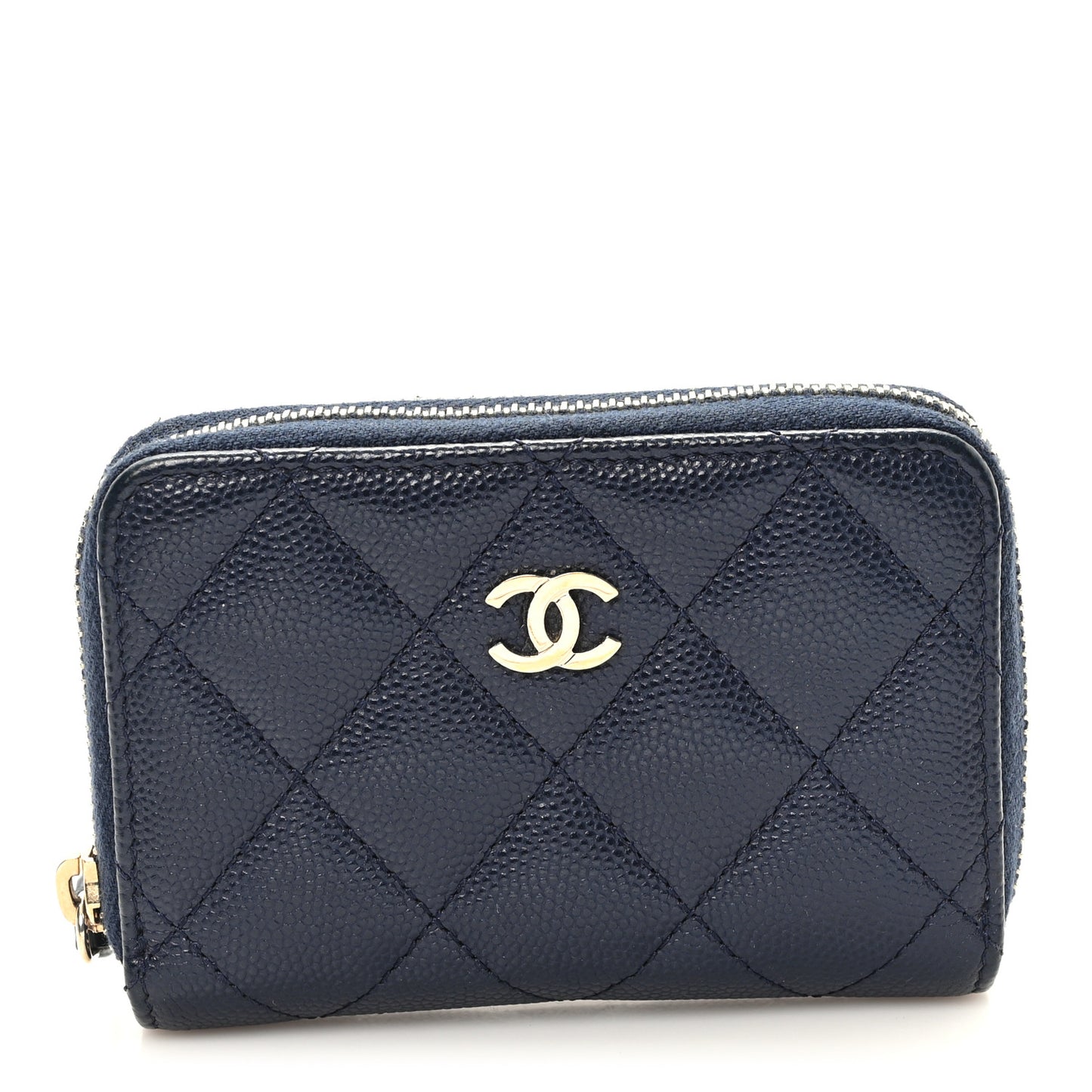 Caviar Quilted Zip Coin Purse Blue