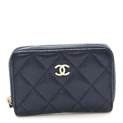 Chanel Caviar Quilted Zip Coin Purse Blue 1 of 7